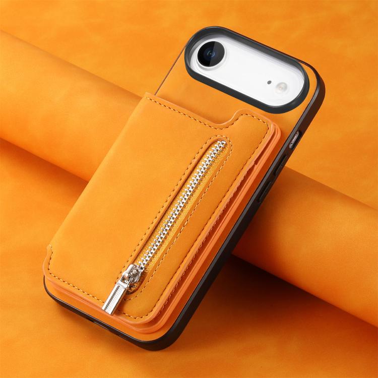 For iPhone Air Retro MagSafe Zipper Wallet Card Bag Back Phone Case