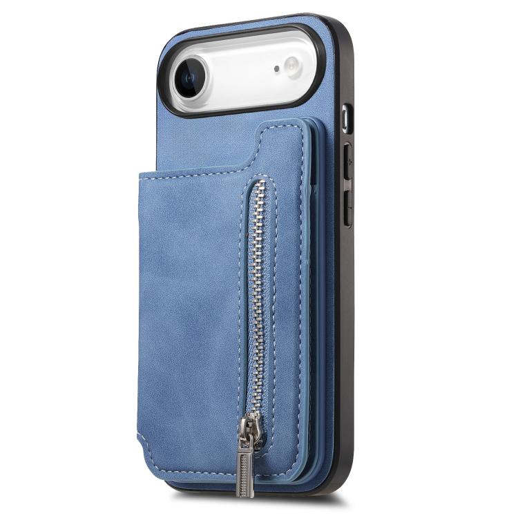 For iPhone Air Retro MagSafe Zipper Wallet Card Bag Back Phone Case