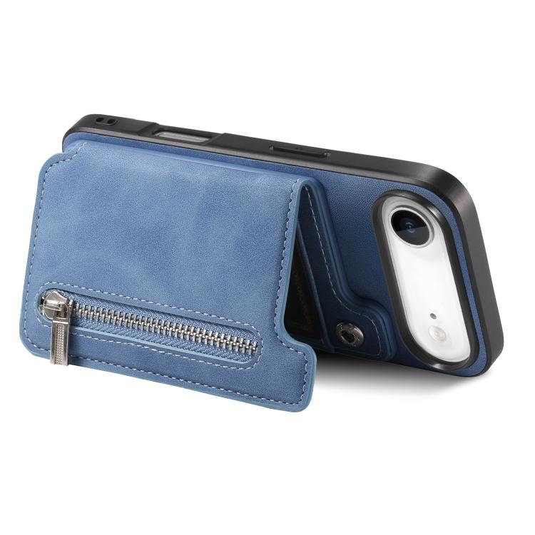 For iPhone Air Retro MagSafe Zipper Wallet Card Bag Back Phone Case