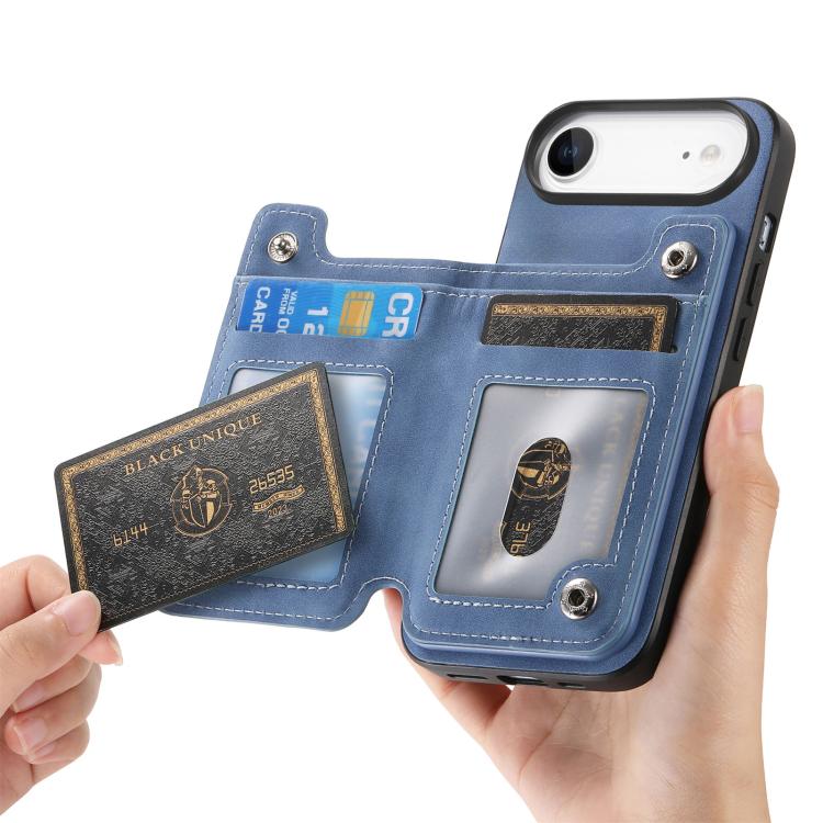 For iPhone Air Retro MagSafe Zipper Wallet Card Bag Back Phone Case