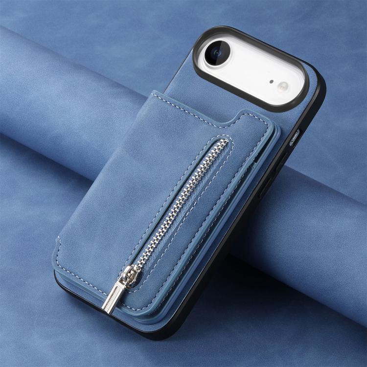 For iPhone Air Retro MagSafe Zipper Wallet Card Bag Back Phone Case