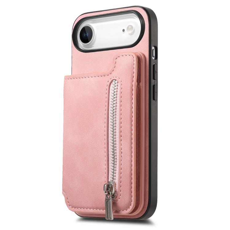 For iPhone Air Retro MagSafe Zipper Wallet Card Bag Back Phone Case