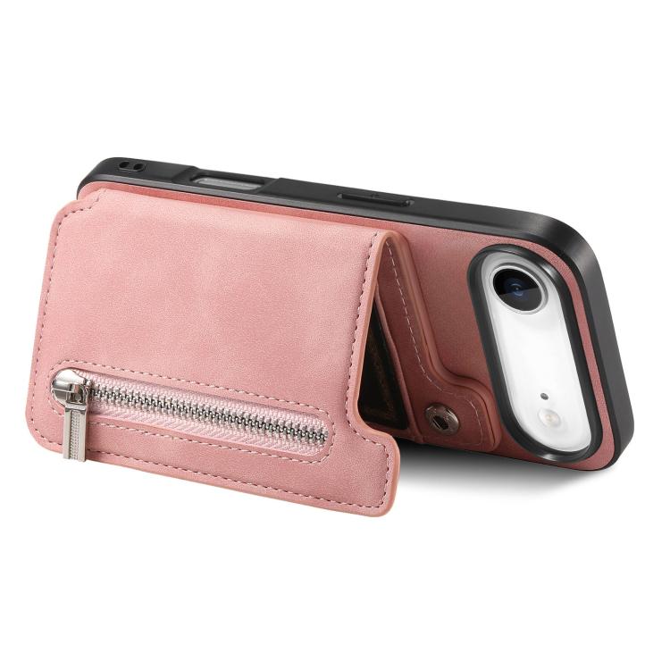 For iPhone Air Retro MagSafe Zipper Wallet Card Bag Back Phone Case