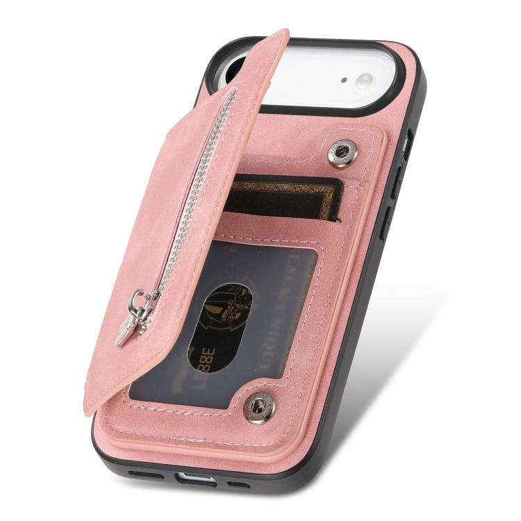 For iPhone Air Retro MagSafe Zipper Wallet Card Bag Back Phone Case