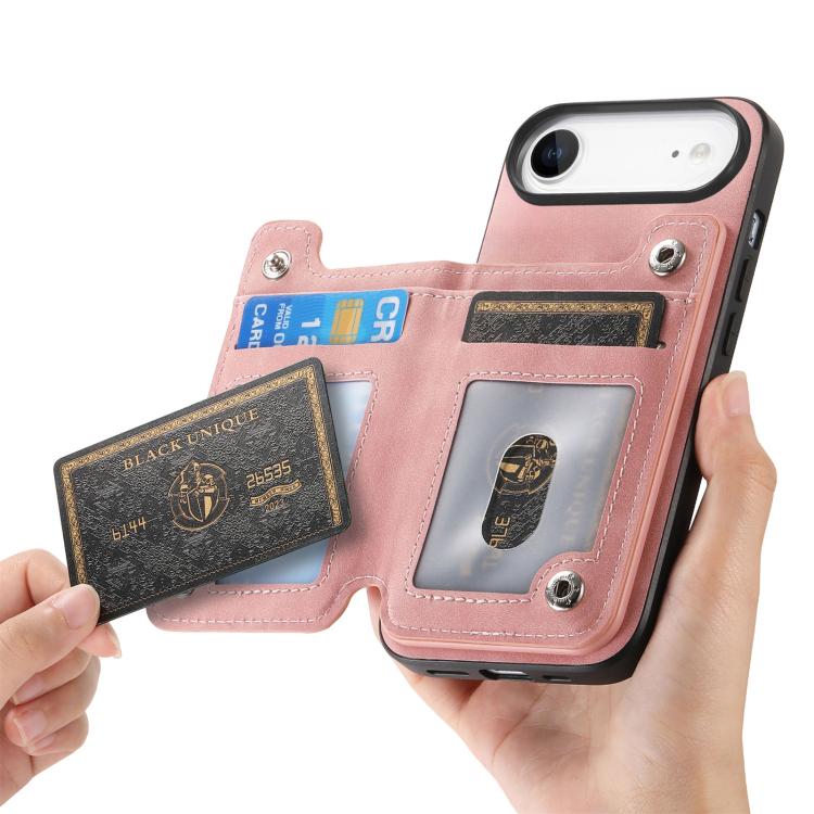 For iPhone Air Retro MagSafe Zipper Wallet Card Bag Back Phone Case