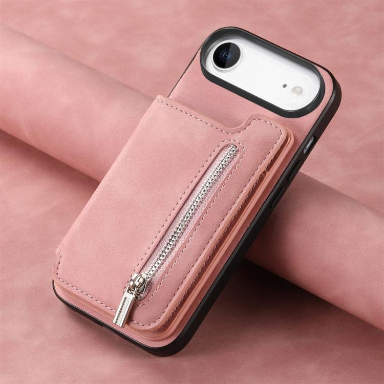 For iPhone Air Retro MagSafe Zipper Wallet Card Bag Back Phone Case