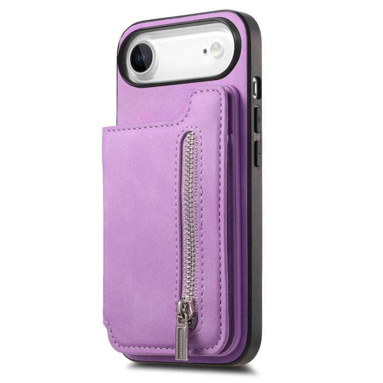 For iPhone Air Retro MagSafe Zipper Wallet Card Bag Back Phone Case