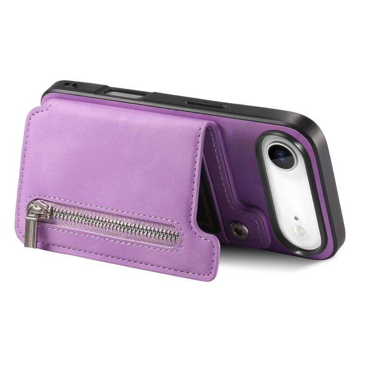 For iPhone Air Retro MagSafe Zipper Wallet Card Bag Back Phone Case