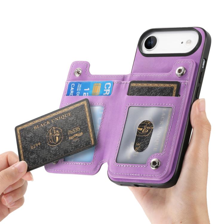 For iPhone Air Retro MagSafe Zipper Wallet Card Bag Back Phone Case