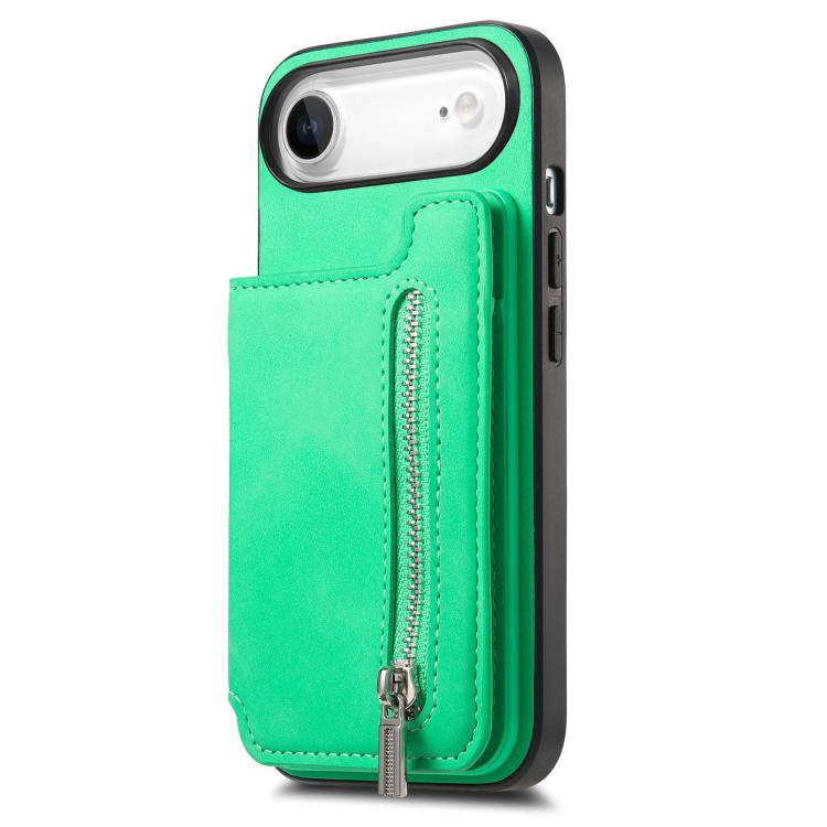 For iPhone Air Retro MagSafe Zipper Wallet Card Bag Back Phone Case