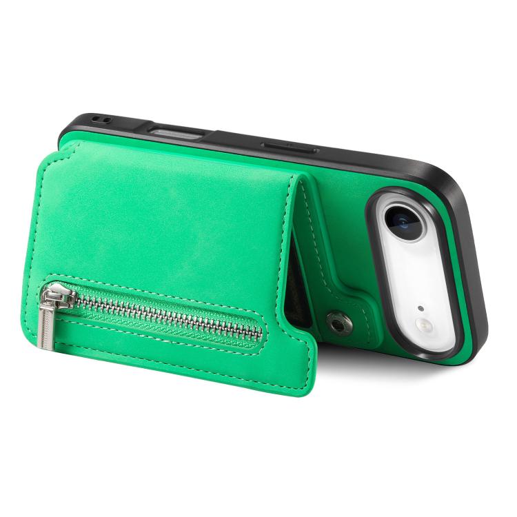 For iPhone Air Retro MagSafe Zipper Wallet Card Bag Back Phone Case