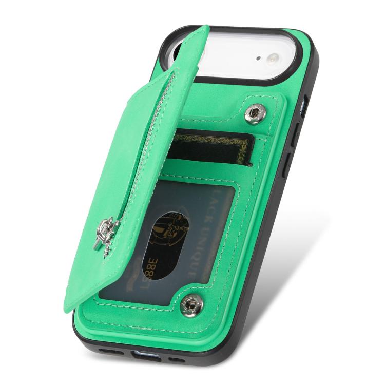 For iPhone Air Retro MagSafe Zipper Wallet Card Bag Back Phone Case