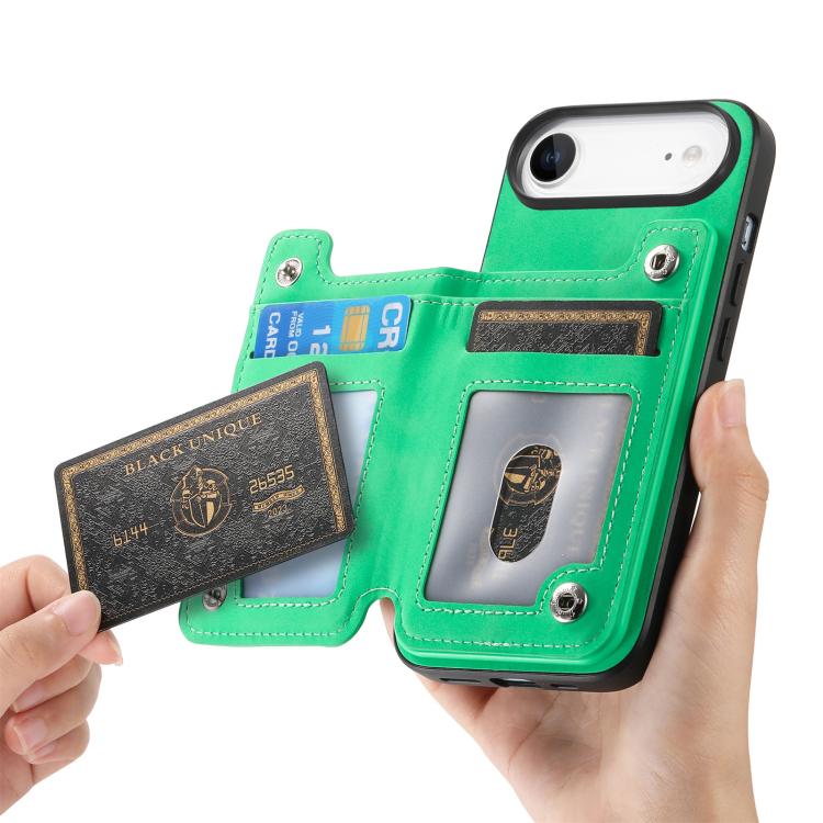 For iPhone Air Retro MagSafe Zipper Wallet Card Bag Back Phone Case