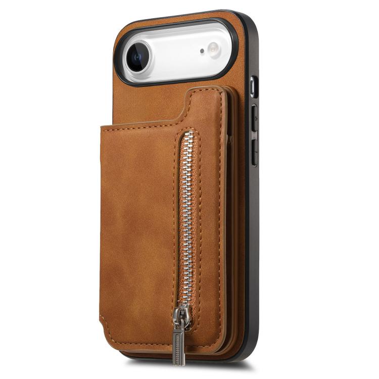 For iPhone Air Retro MagSafe Zipper Wallet Card Bag Back Phone Case