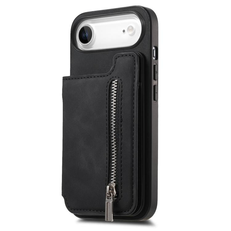 For iPhone Air Retro MagSafe Zipper Wallet Card Bag Back Phone Case