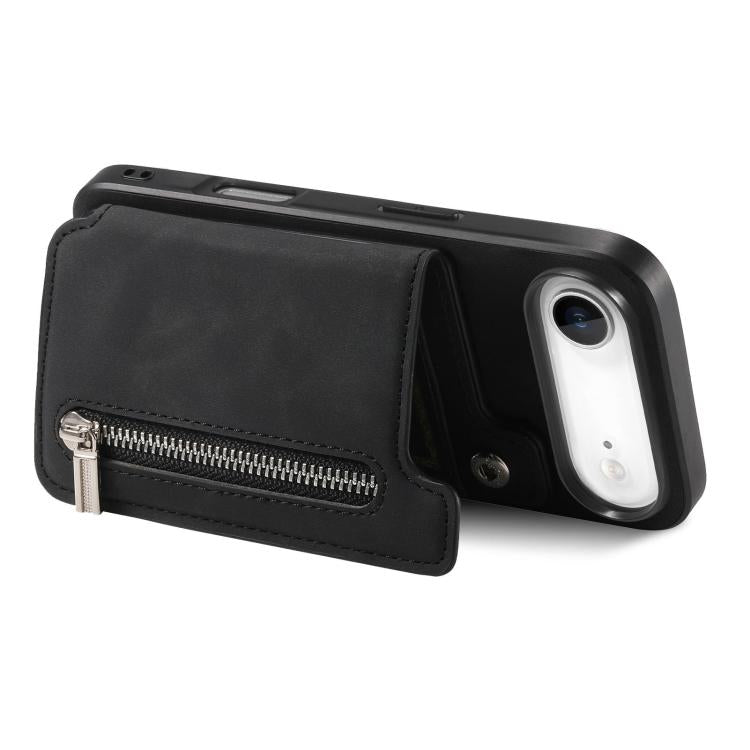 For iPhone Air Retro MagSafe Zipper Wallet Card Bag Back Phone Case