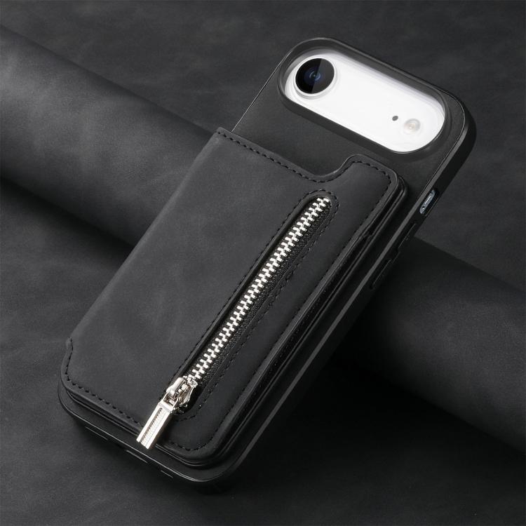 For iPhone Air Retro MagSafe Zipper Wallet Card Bag Back Phone Case