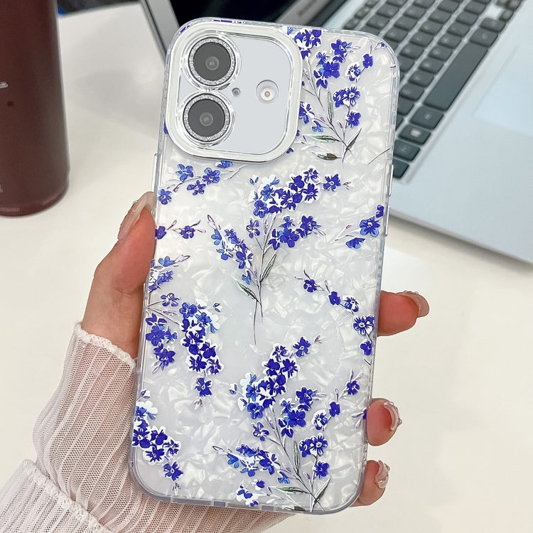 For iPhone 16 Electroplating Flowers Plants Texture TPU Phone Case