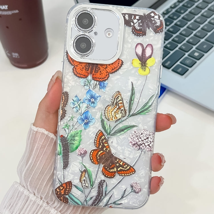 For iPhone 16 Electroplating Flowers Plants Texture TPU Phone Case