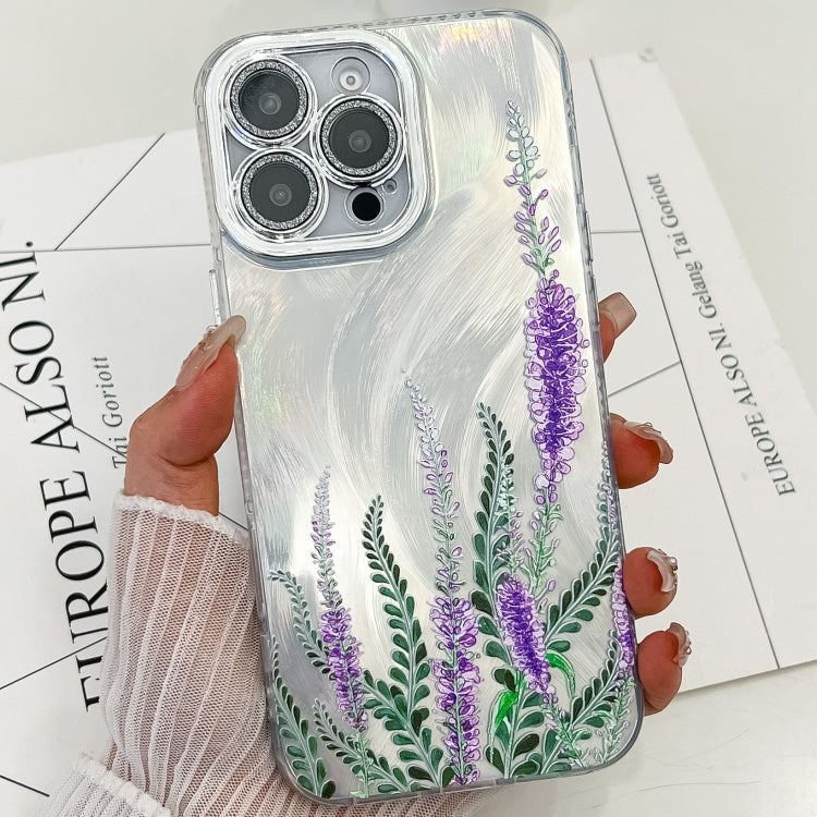 For iPhone 14 Pro Max Electroplating Flowers Plants Texture TPU Phone Case