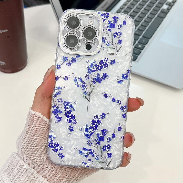 For iPhone 13 Pro Max Electroplating Flowers Plants Texture TPU Phone Case