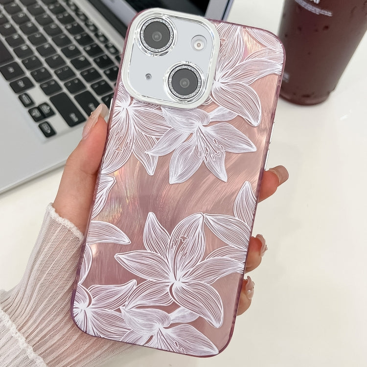 For iPhone 13 Electroplating Flowers Plants Texture TPU Phone Case