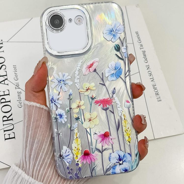 For iPhone 17e / 16e Electroplating Flowers Plants Texture TPU Phone Case