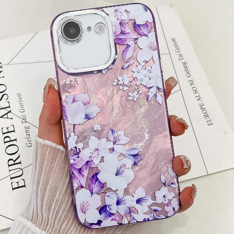 For iPhone 17e / 16e Electroplating Flowers Plants Texture TPU Phone Case
