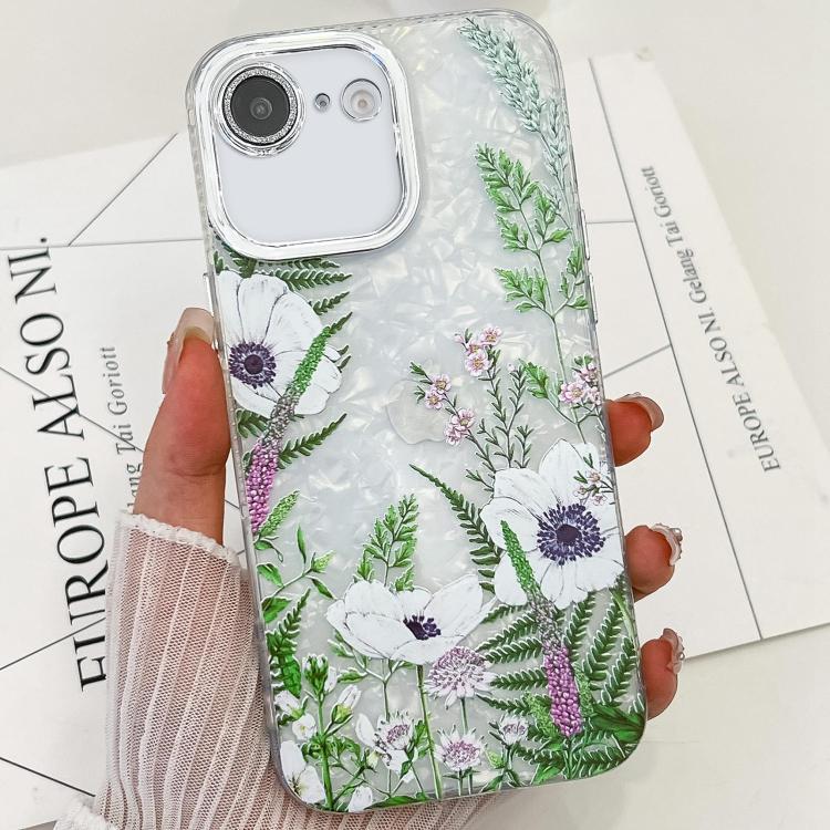 For iPhone 17e / 16e Electroplating Flowers Plants Texture TPU Phone Case