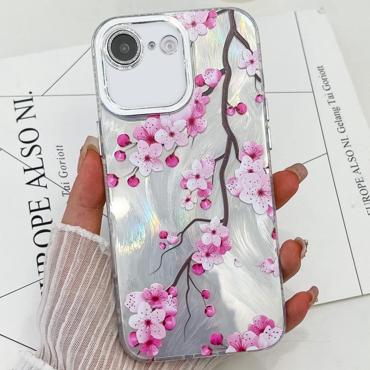 For iPhone 17e / 16e Electroplating Flowers Plants Texture TPU Phone Case