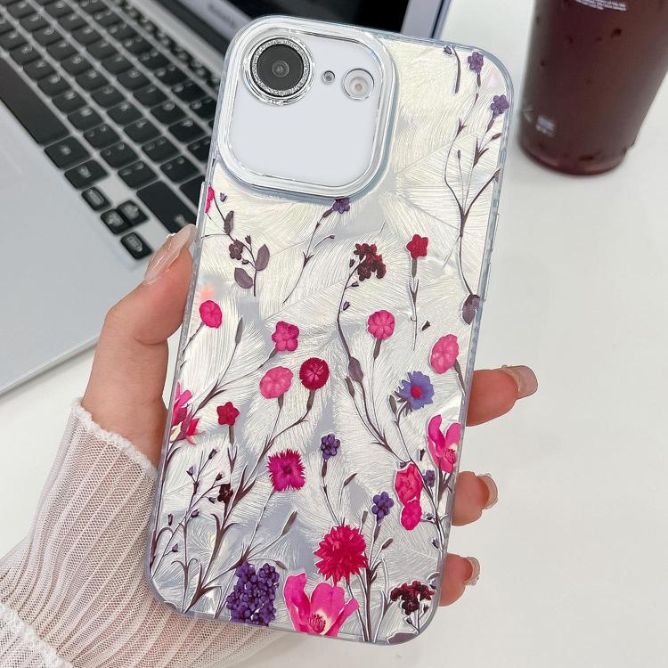 For iPhone 17e / 16e Electroplating Flowers Plants Texture TPU Phone Case