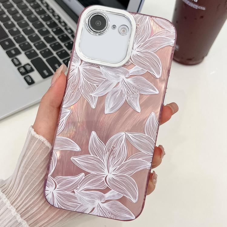 For iPhone 17e / 16e Electroplating Flowers Plants Texture TPU Phone Case