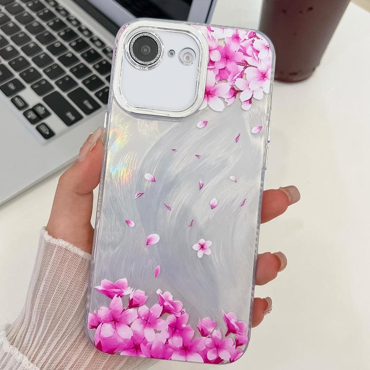For iPhone 17e / 16e Electroplating Flowers Plants Texture TPU Phone Case