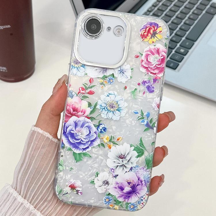 For iPhone 17e / 16e Electroplating Flowers Plants Texture TPU Phone Case