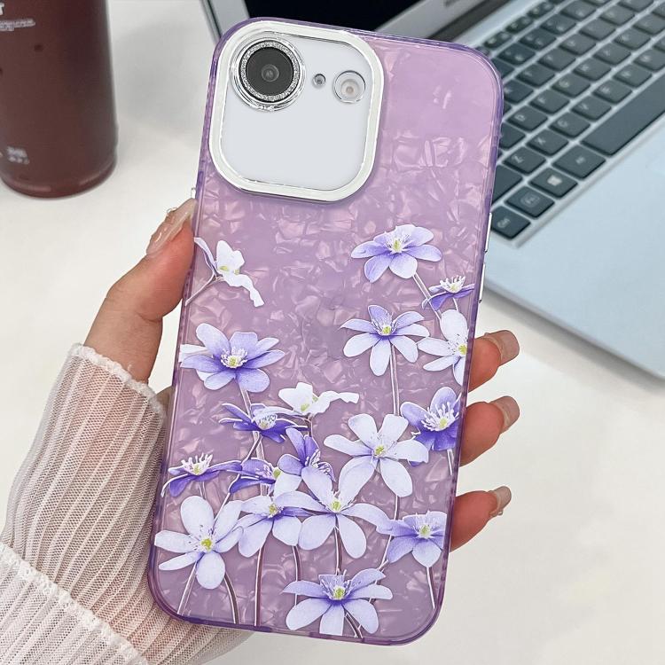 For iPhone 17e / 16e Electroplating Flowers Plants Texture TPU Phone Case