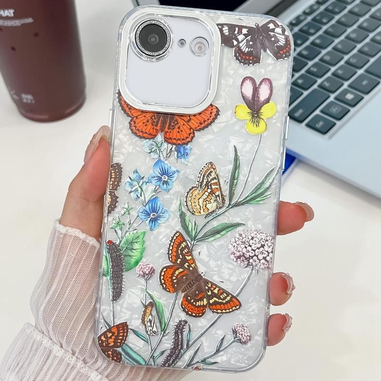 For iPhone 17e / 16e Electroplating Flowers Plants Texture TPU Phone Case