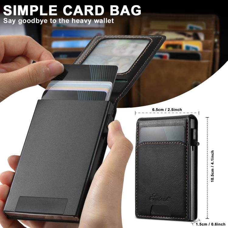 For iPhone 14 Suteni H19 Oil Wax 2-in-1 MagSafe Removable Card Box Back Phone Case