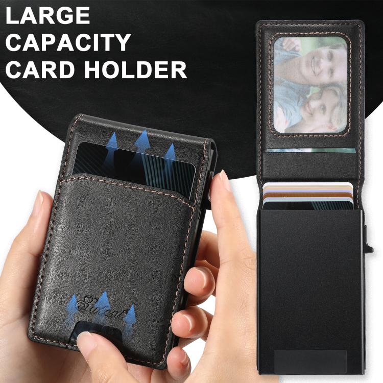 For iPhone 17 Pro Max Suteni H19 Oil Wax 2-in-1 MagSafe Removable Card Box Back Phone Case