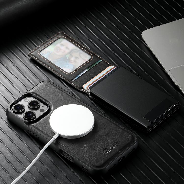 For iPhone Air Suteni H19 Oil Wax 2-in-1 MagSafe Removable Card Box Back Phone Case