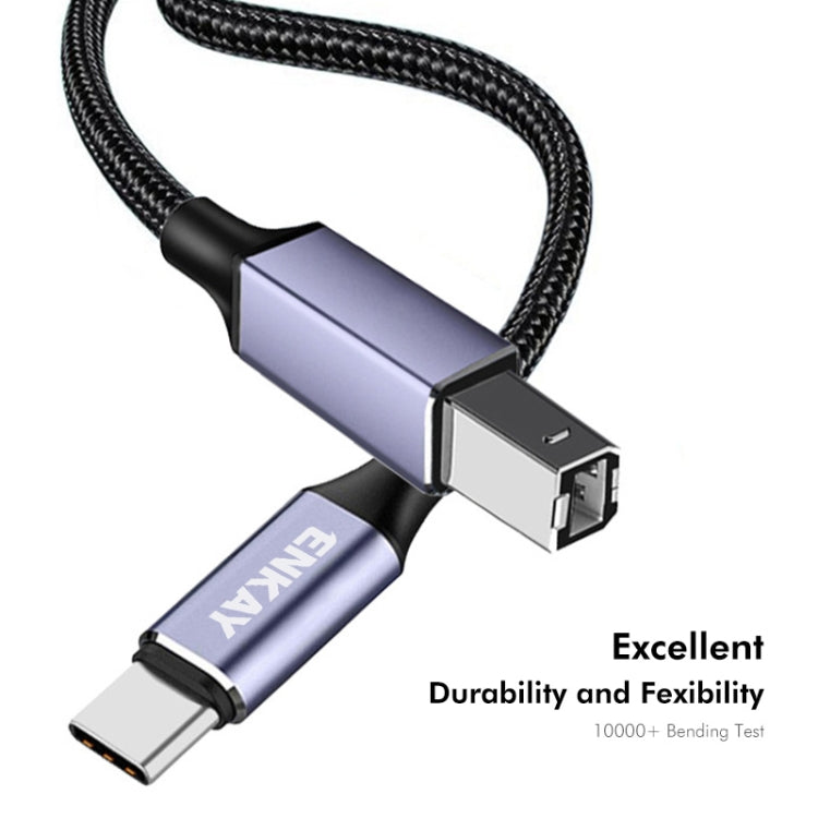 ENKAY ENK-CB170 USB C / Type-C to USB 2.0 B Printer Scanner Nylon Braided Cable, Length:0.5m