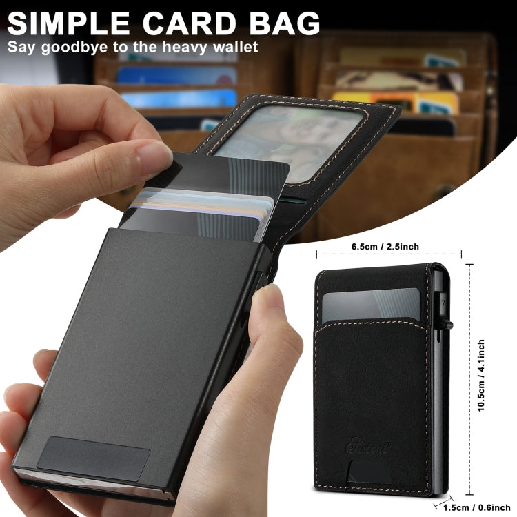 For iPhone 12 Pro Max Suteni H19 Litchi Grain 2-in-1 MagSafe Removable Card Box Back Phone Case