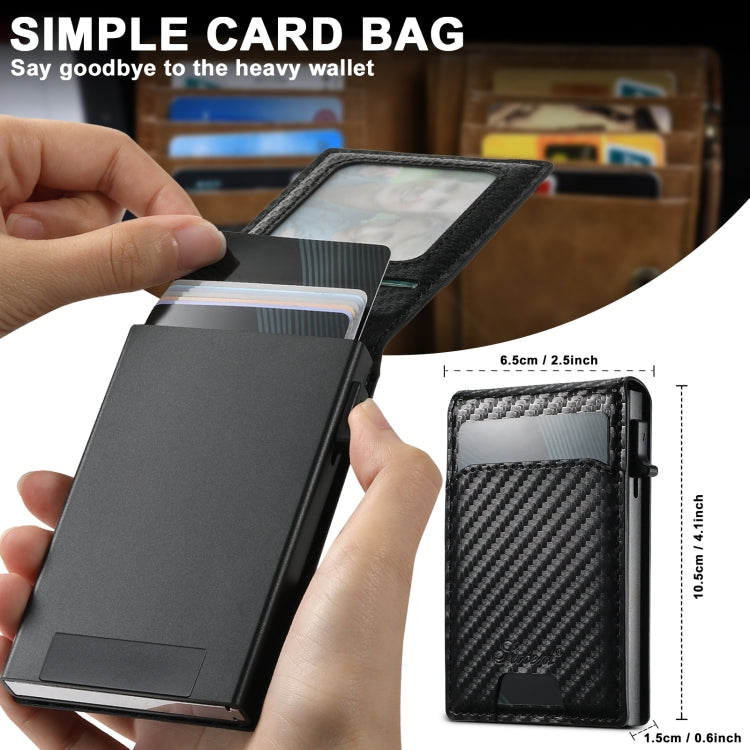 For iPhone 13 Pro Suteni H19 Carbon Fiber Grain 2-in-1 MagSafe Removable Card Box Back Phone Case - Black
