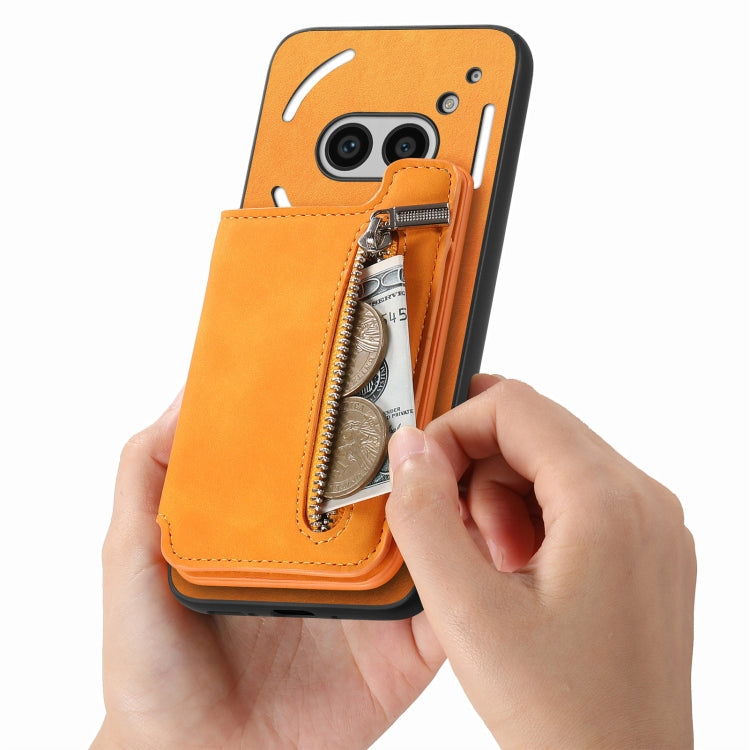 For Nothing Phone 2a Retro MagSafe Zipper Wallet Card Bag Back Phone Case
