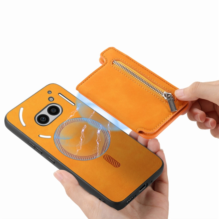 For Nothing Phone 2a Retro MagSafe Zipper Wallet Card Bag Back Phone Case