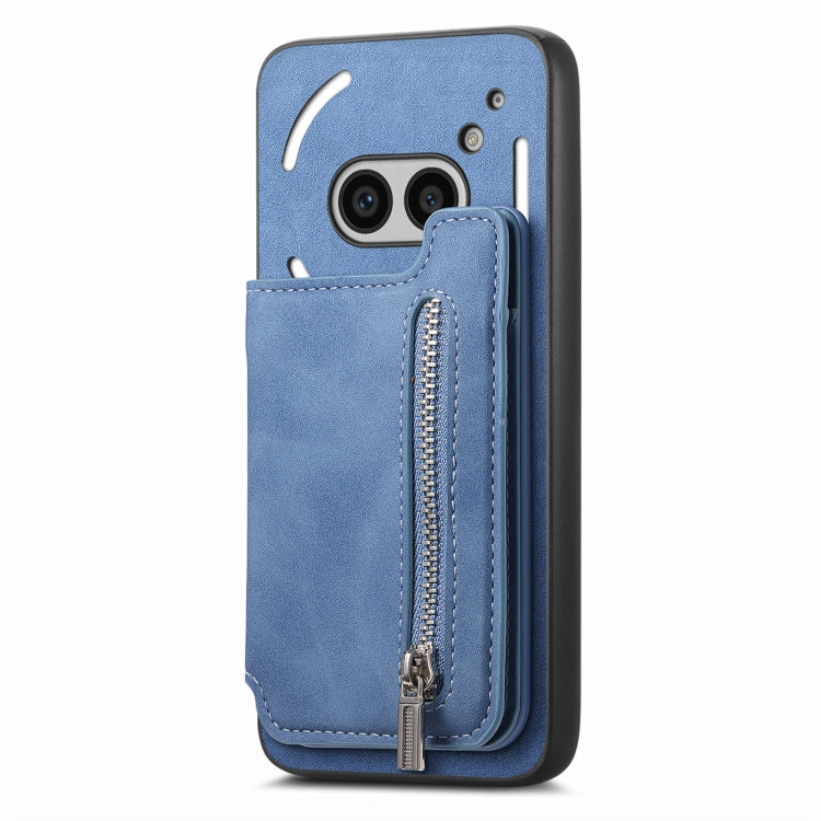 For Nothing Phone 2a Retro MagSafe Zipper Wallet Card Bag Back Phone Case