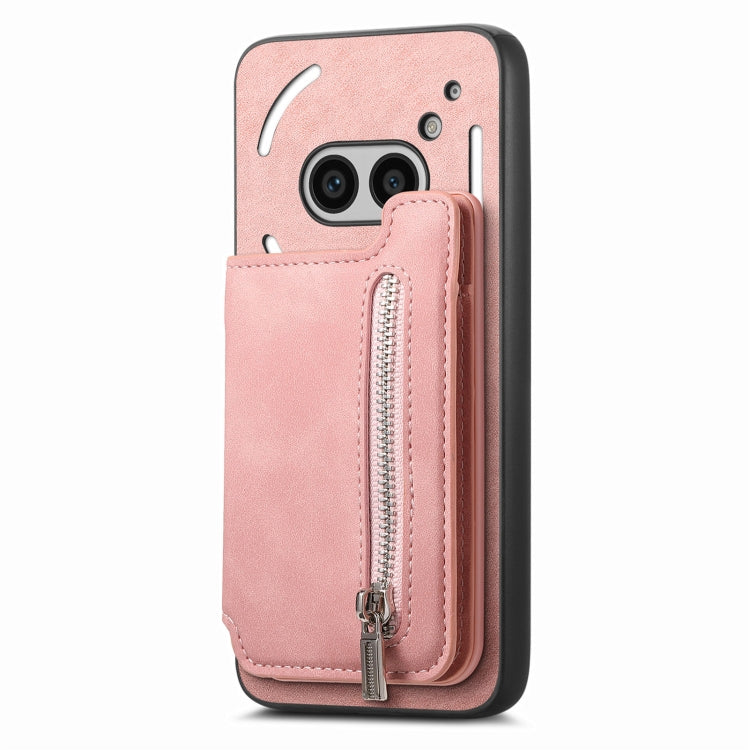 For Nothing Phone 2a Retro MagSafe Zipper Wallet Card Bag Back Phone Case