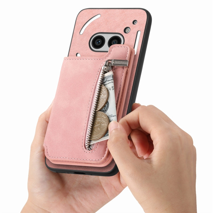 For Nothing Phone 2a Retro MagSafe Zipper Wallet Card Bag Back Phone Case
