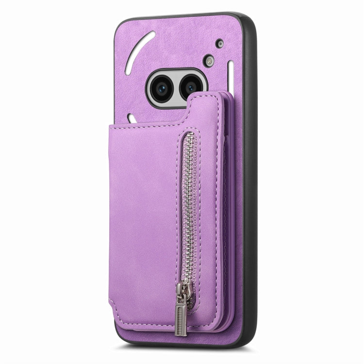 For Nothing Phone 2a Retro MagSafe Zipper Wallet Card Bag Back Phone Case
