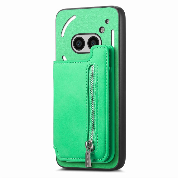 For Nothing Phone 2a Retro MagSafe Zipper Wallet Card Bag Back Phone Case
