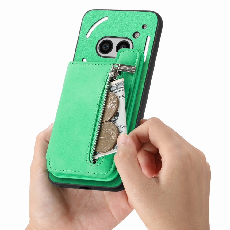 For Nothing Phone 2a Retro MagSafe Zipper Wallet Card Bag Back Phone Case